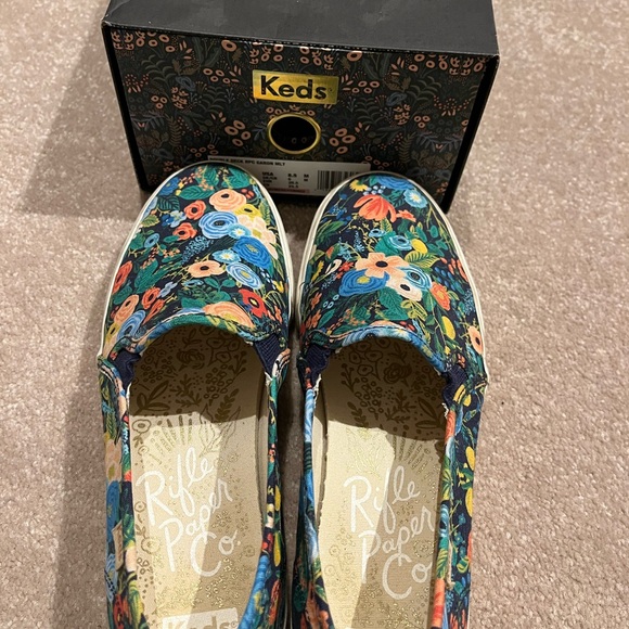 Keds Rifle Paper Co Slip-On Double Deck Sneakers - Garden Black/Multicolor - Picture 2 of 12